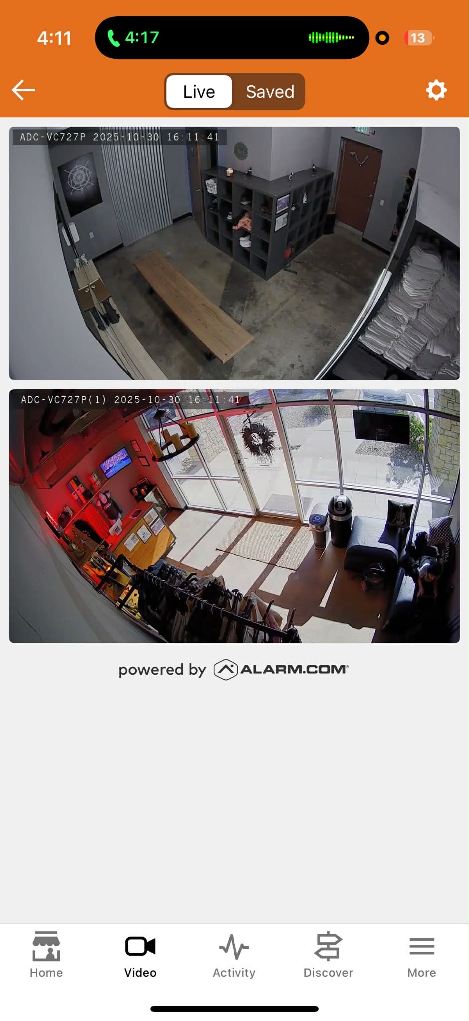 Alarm monitoring app interface